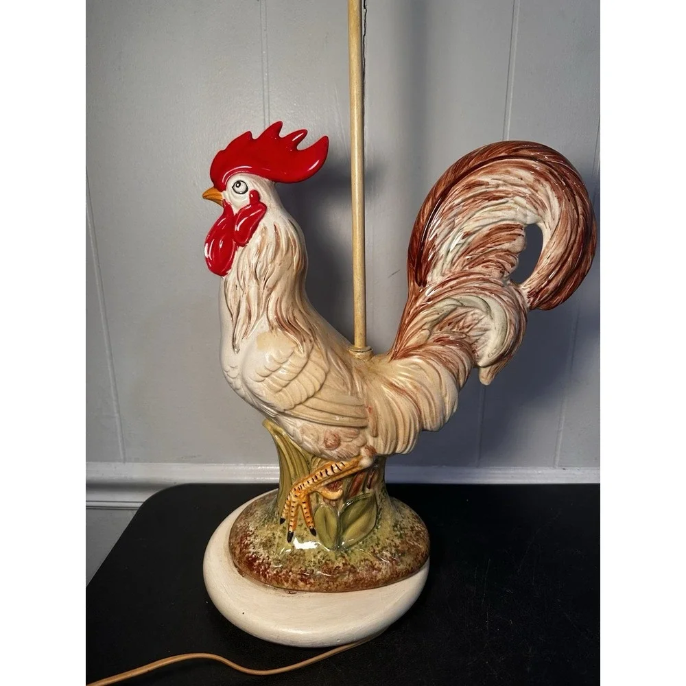Vintage Rooster‎ Table Lamp Ceramic Farmhouse Country Kitchen Decor